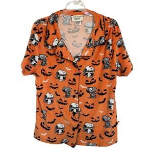 NWOT Munki Munki Women’s Halloween Peanuts Pajama Top Size Large Snoopy